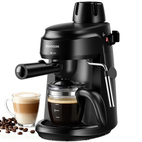 Compact 3.5 Bar Espresso Machine with Milk Frother - 4-Cup Home Coffee Maker