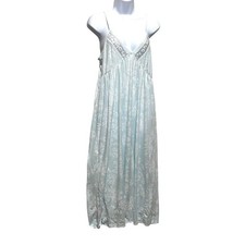 Eileen West Cottage Prairie Nightgown M Blue Floral Embroidered Trim Dainty