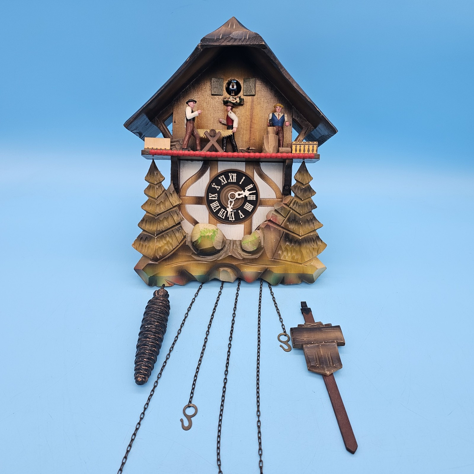 German Schmeckenbecher Black Forest Musical Cuckoo Clock Sawmill