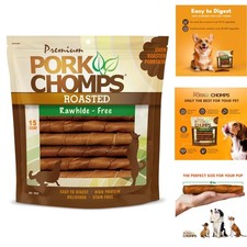 Roasted Pork Skin Dog Chews 6-Inch Twists 15 Count Long Lasting Dental Treats
