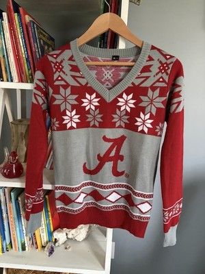 Alabama Bama Christmas Sweater Crimson Roll Tide Front/Back Winter Football S