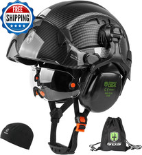 Hard Hat Safety Helmet with Visor and Ear Muffs Men Women Vented Work...