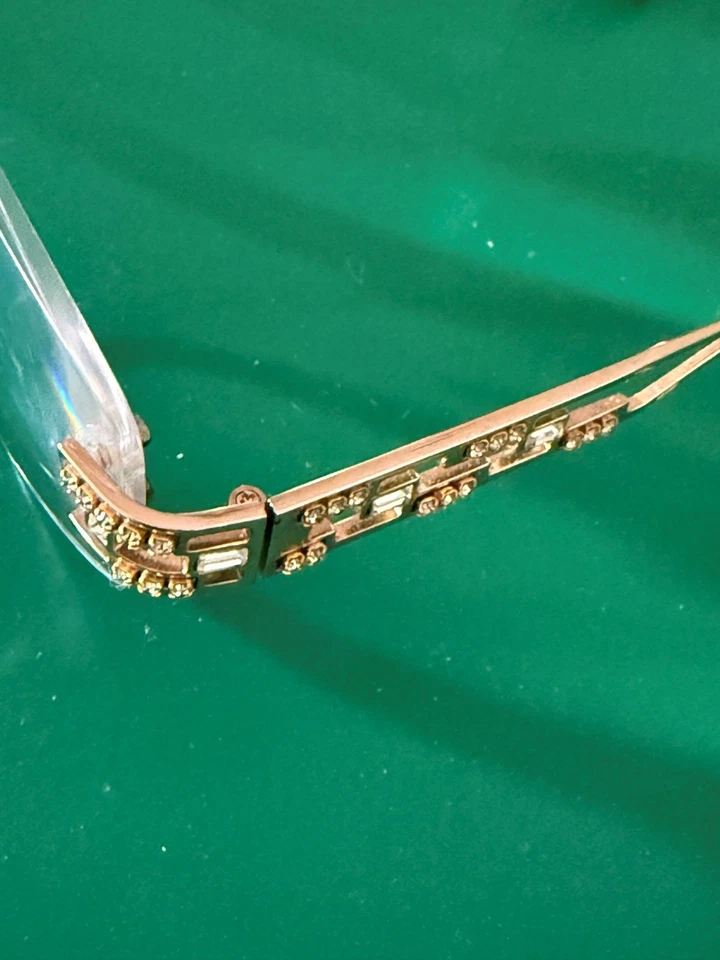 Authentic CAVIAR Eyeglasses Gold Rimless Frames Swarovski Crystals - Image 4 of 4