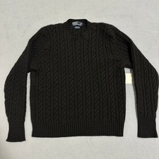 Polo Ralph Lauren Cable Knit Wool Cashmere Sweater Long Sleeve Black Mens XL