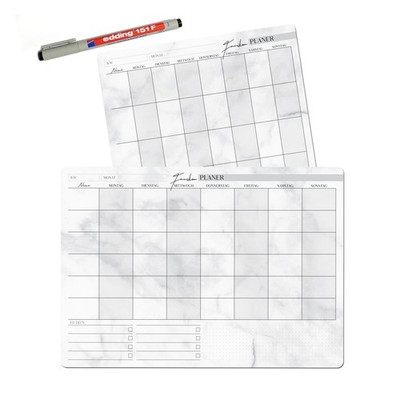Familienplaner abwischbar Whiteboard A3 inkl. Stift Wochenplaner Kühlschrank