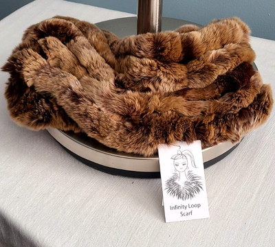 Women's Surell Golden Brown Rex Rabbit 5 Row Infinity Open Loop Scarf 29 1/2''