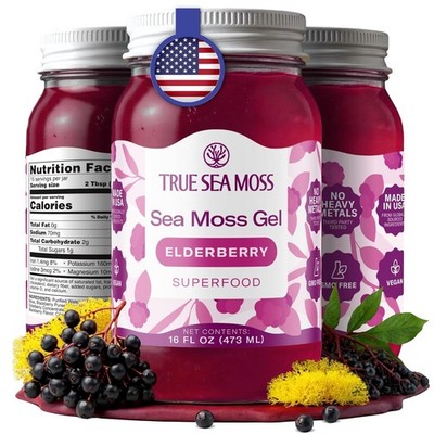 Wildcrafted Irish Sea Moss Gel | Made with Dried Seaweed Seamoss | Elderberry