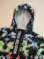 True Religion Kids Size 4 Windbreaker Hood Full Zip Lightweight Pockets Tie Dye