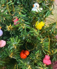 10pcs Rubber Duck Christmas Tree Ornament Yellow U60