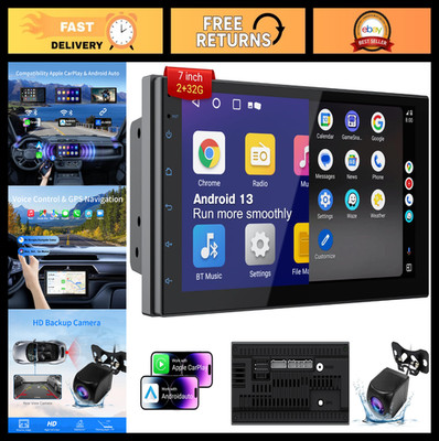7'' Double Din Car Stereo - Wireless Apple CarPlay, Android Auto, Bluetooth, GPS,