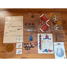 Vintage Sports Scrapbook Sticker Lot Basketball Football Baseball Magnet Rub-ons