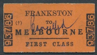 AUSTRALIA Railway ticket VICTORIA 1951 1st Frankston Melbourne CH4061E