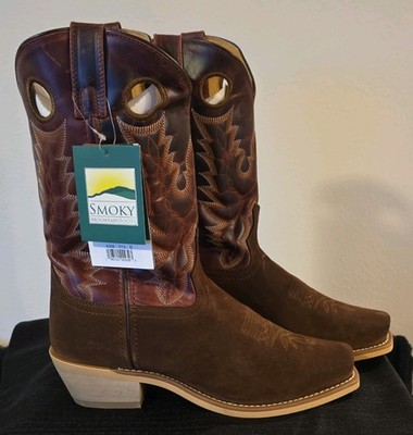 Smoky Mountain Boots Men's 11.5D Western Square Toe Embroidered Brown/Burgundy 