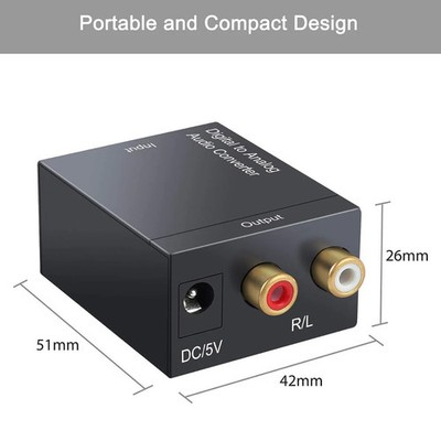 Digital to Analog Audio Converter Adapter for PC Laptop (Black)