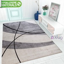 Abstract Rug 60x110cm Modern Grey Ivory Patterned Carpet for Room Floor Mats