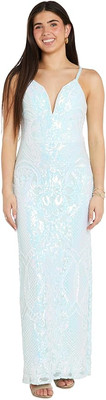 NW Nightway Petite Ice Blue Sequin Gown - Prom Dress 8P