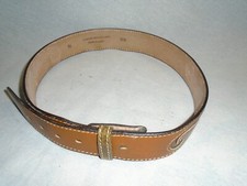 Vintage Western Ranger Leather Belt 36 Light Brown w/ Exotic Inlay USA READ