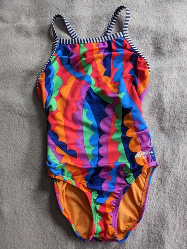 DOLFIN - UGLIES One Piece Swimsuit Womens Size 30 Orange Green Red Purple