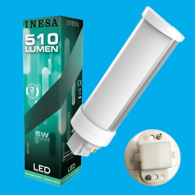1x 6W LED Inesa PLT drehbar G24D 2 Pin Glühbirne Lampe, 4000K kühlweiß 510lm