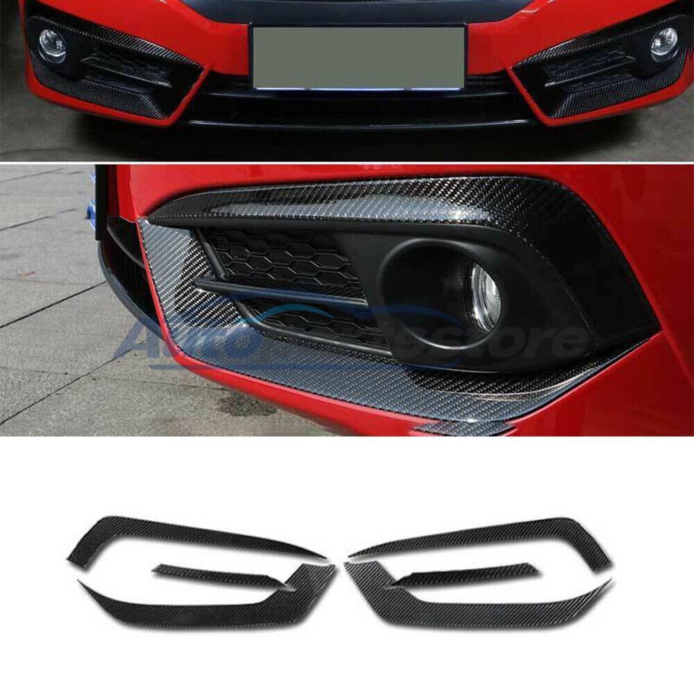 2016-2021 Honda Civic Front Fog Light Trim - Real Carbon Fiber