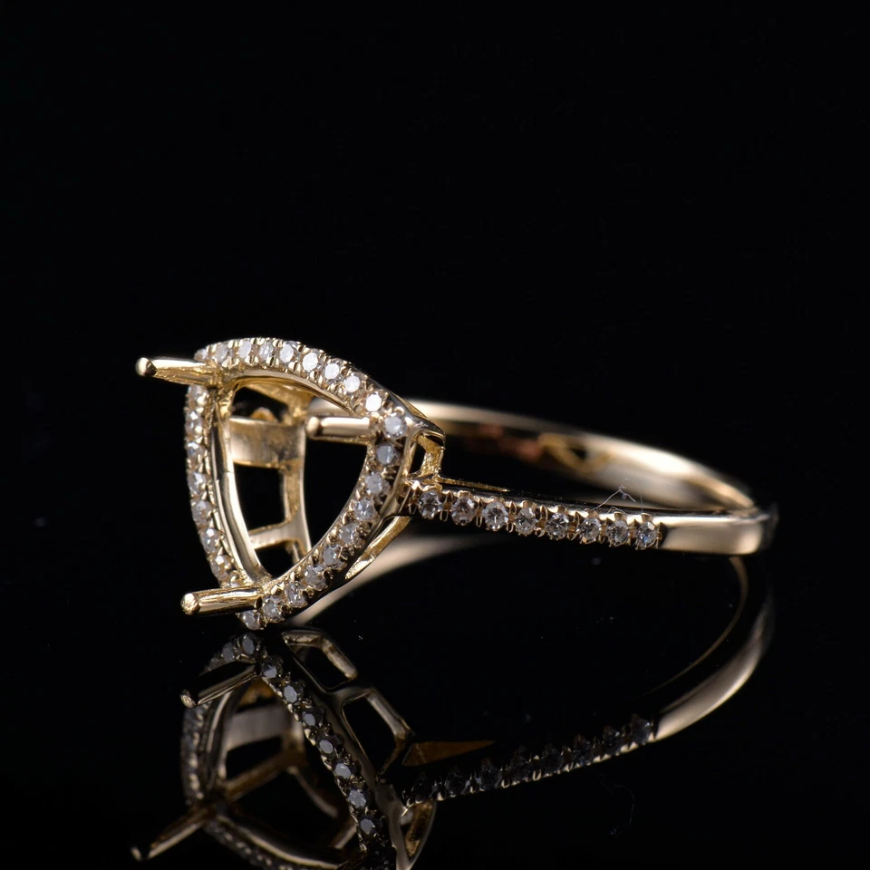 Natural Diamond Semi Mount Ring Prong Setting Trillion Cut 8x8mm 14K Yellow Gold - Image 3 of 4