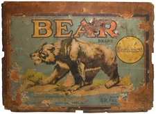 BEAR SUNKIST LEMONS, UPLAND, CA VINT INK STMPD, PAPER LBLD WD BOX FRUIT AD CRATE