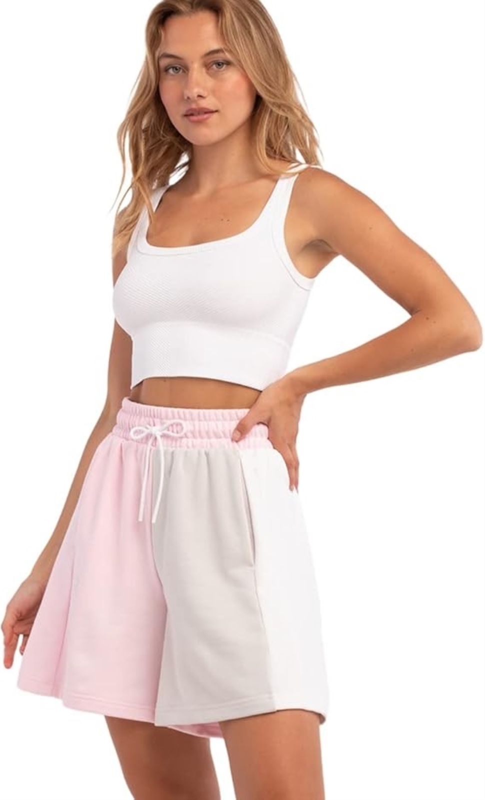 Женские шорты Adidas Originals с цветными блоками, прозрачно-розовые