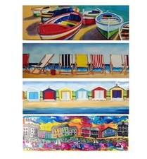 Nautical Ceramic Tile Picture Plaque Wall Tube Lined Cottage Harbour Beach Huts