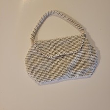 Vintage Czechoslovakian Heavy White Glass Micro-Beaded Bridal Handbag Coin Purse