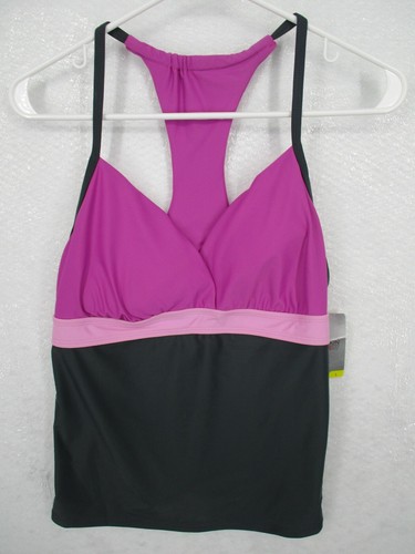 Danskin Women's Tankini Top L NEW NWT Bikini Swimwear Gray Purple Pink  Racerback | eBay