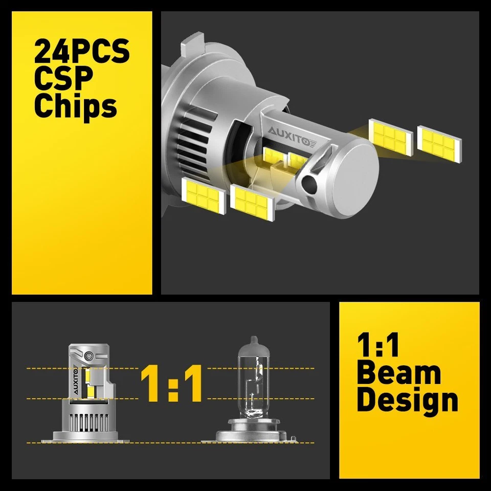 AUXITO H4 9003 Super White 40000LM Kit LED Headlight Bulbs High Low Beam Combo 2 - Image 3 of 4