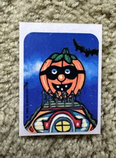 Jack o lantern pumpkin Halloween sticker, unused loose 1990, Halloween