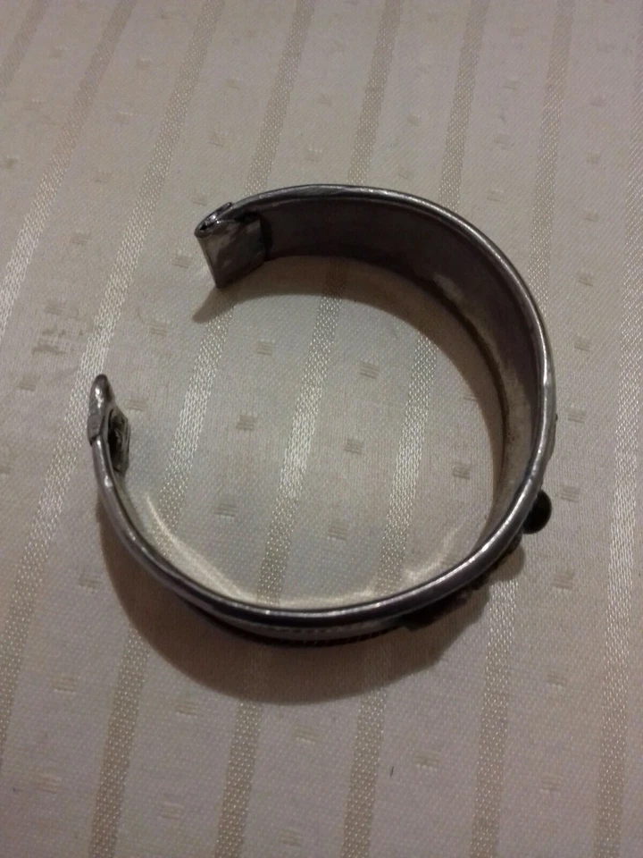 BRACCIALE DONNA ARGENTO INDIANO E ONICE MODA VINTAGE GIOIELLO ETNICO - Immagine 4 di 4