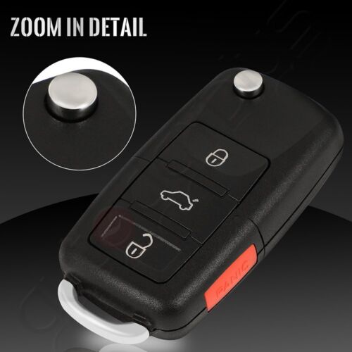 2 Remote Car Key Fob for Volkswagen Beetle Passat 1998 1999 2000 2001 4 Buttons - Picture 3 of 6