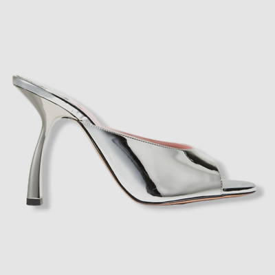 $675 Piferi Women's Silver Tiana Metallic Vegan Slide Sandal Shoes
