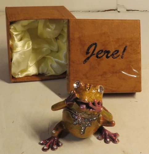 Jere Luxury Giftware Bejeweled Multicolor Jeweled Frog 2-1/4" Trinket Box Boxed