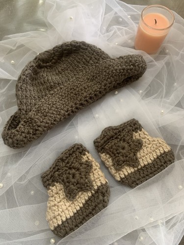 Crochet Baby Boy Cowboy Hat and Boots Set Outfits Photo Props 0-1 months - Picture 4 of 6