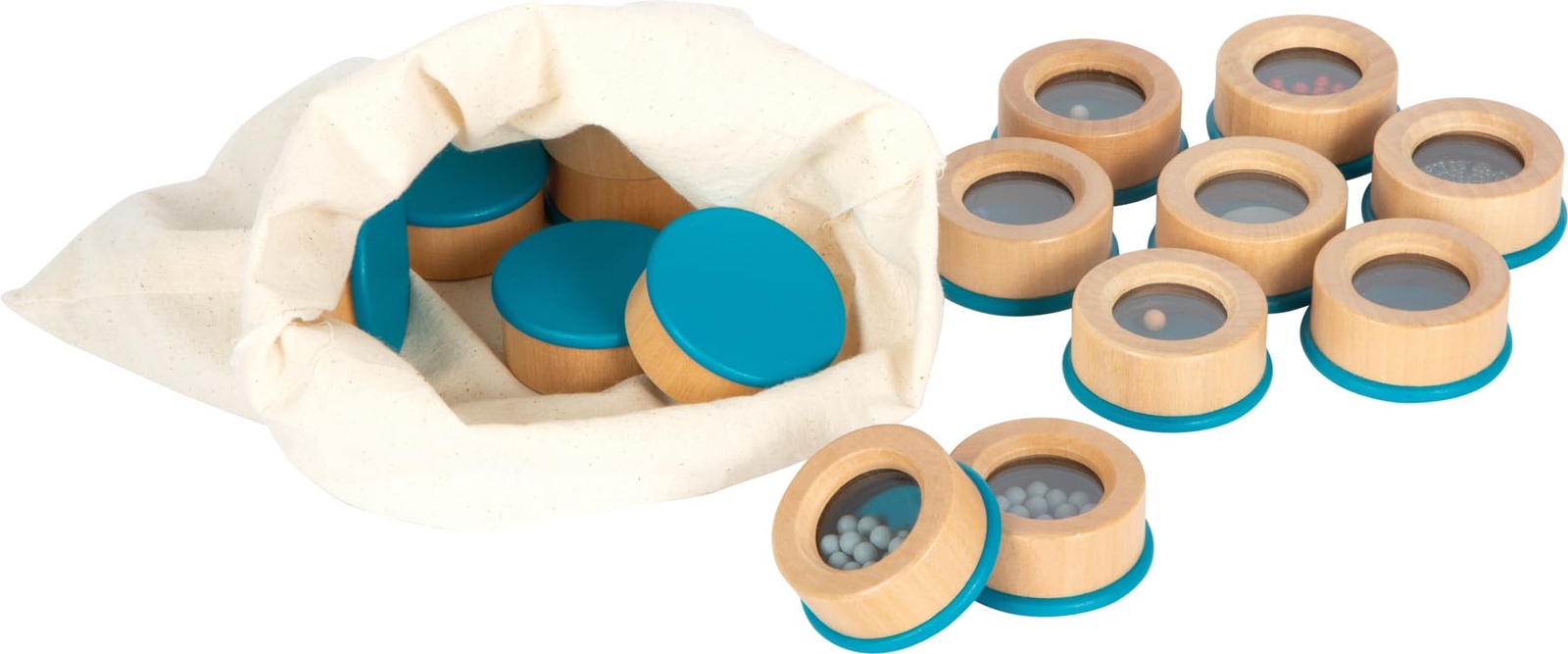 small foot Listening Memory, kids' acoustic sensory game, 16 filled wood contain