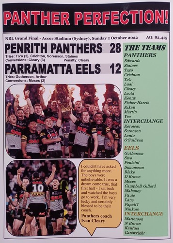 Penrith Panthers 28 Parramatta Eels 12 - 2022 NRL Grand Final - souvenir print - Picture 5 of 5