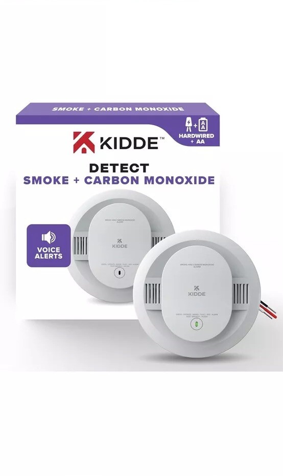 Kidde Hardwired Smoke & Carbon Monoxide Detector, AA Battery Backup Voice Alerts