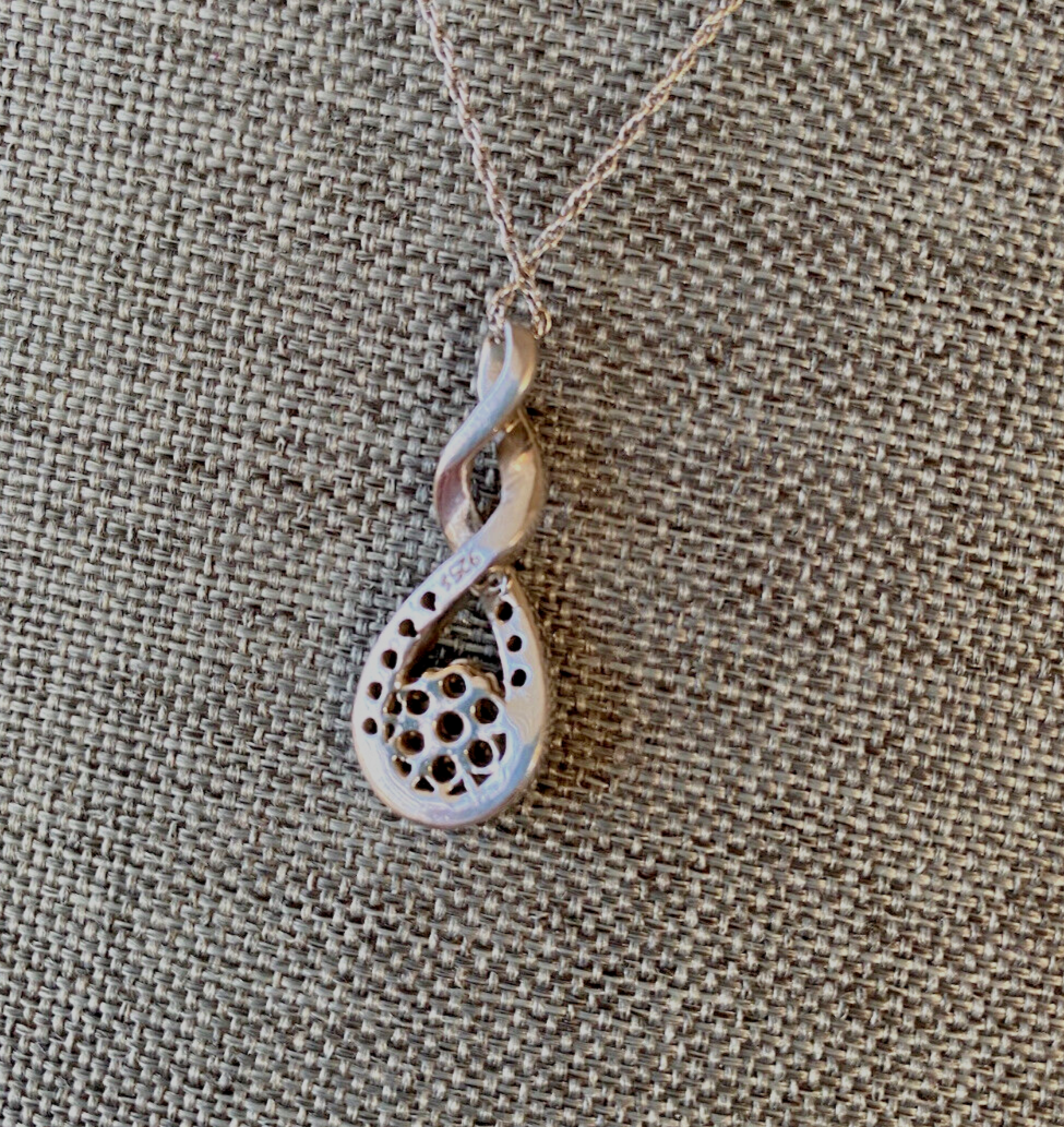 Vintage .925 Sterling Silver Pendant with Small Diamond Chip Vintage .925 Sterling Silver Pendant with Small Diamond Chip