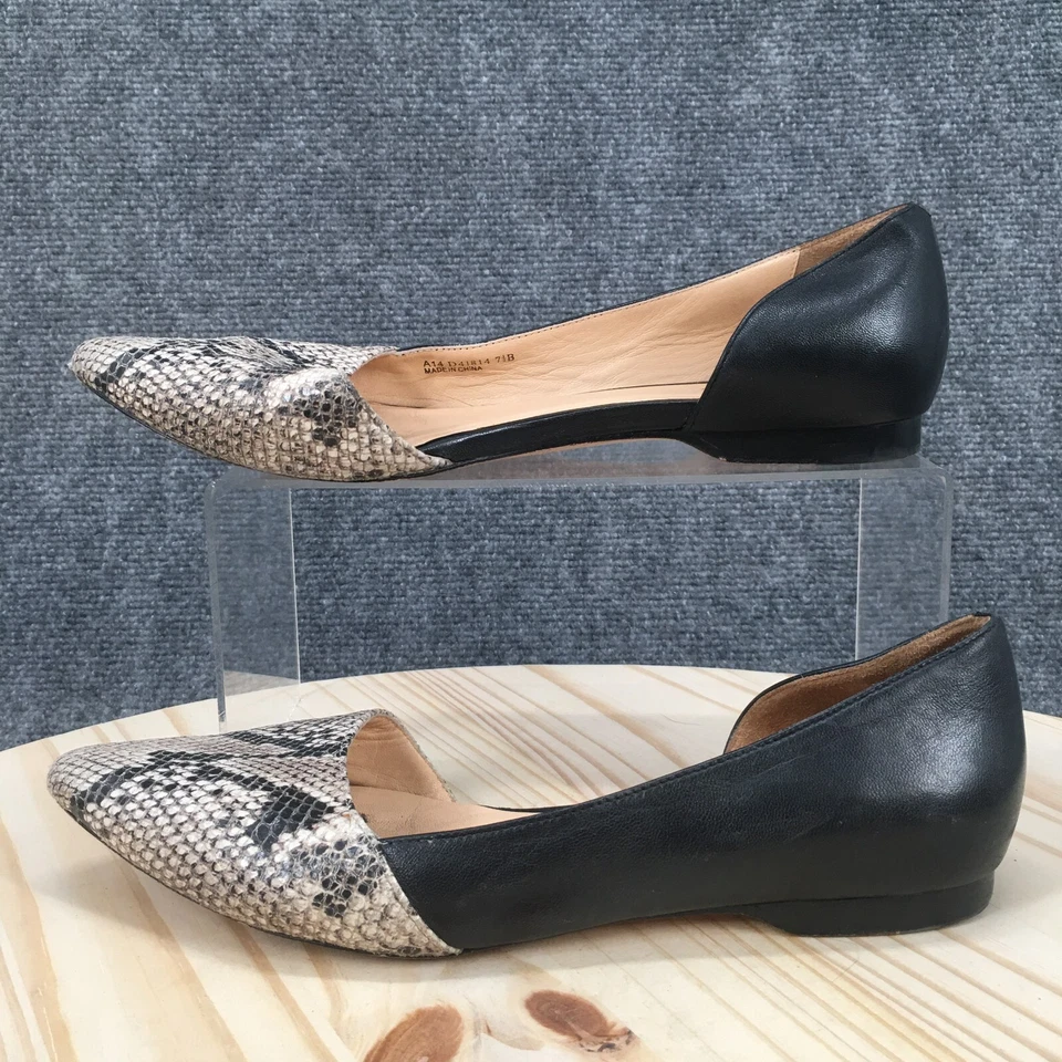 Zapatos Cole Haan para mujer 7.5 B Amalia Skimmer piel de serpiente DOrsay planos cuero negro Foto 2 de 4
