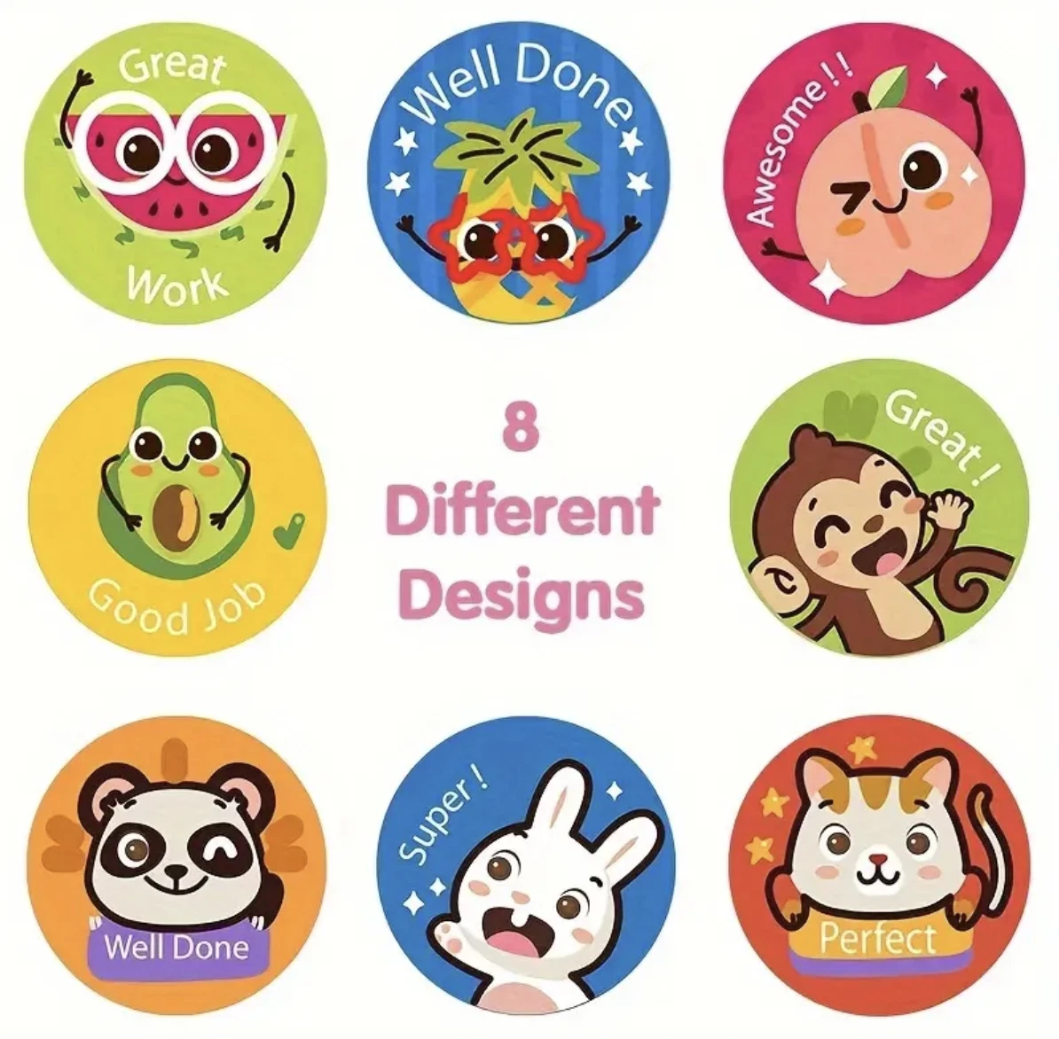Positive Reward Teacher Merit Stickers 2.5cm 50/100pc Classroom Award Kids Party