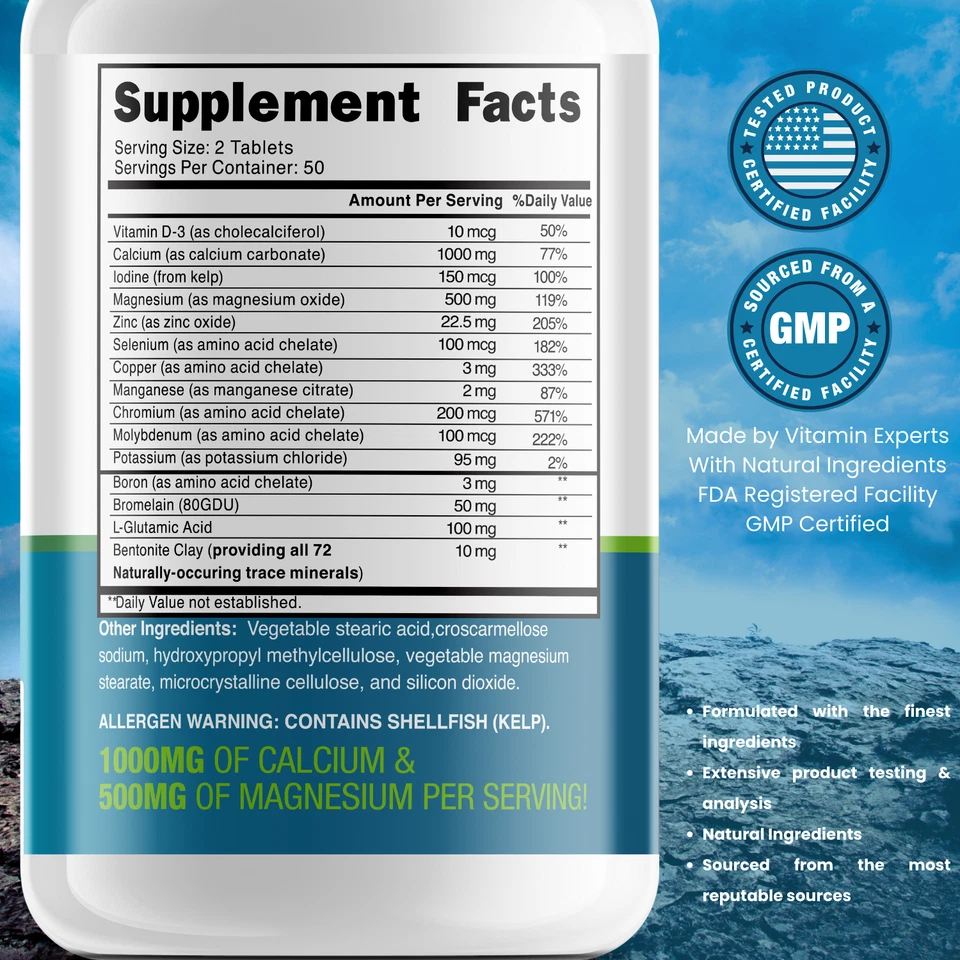 Trace Minerals (MEJORADO) 100 COMPRIMIDOS - ENVÍO RÁPIDO - Grow Vitamin Berg Foto 4 de 4