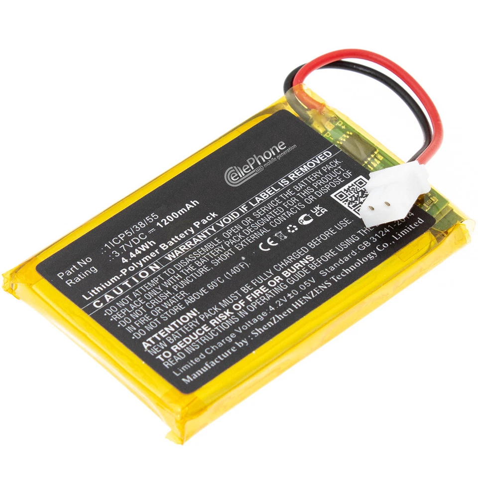 CELLEPHONE 3,7V Akku Li-Polymer für Nuk Eco Control Audio 500 530D+ - ersetzt 1ICP5/38/55