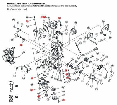 パーツ KEIHIN FCR33 KEIHIN FCR 33 FLATSLIDE CARBURETORS -- HONDA CBR 400 CBR40RR