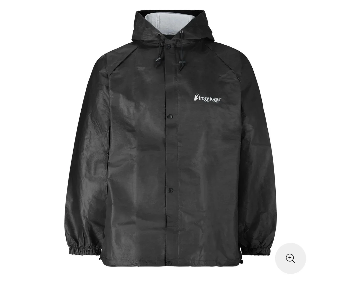 Frogg Toggs Hooded Rain Jacket Mens M/L Black Waterproof Button Front Outdoor - product detail image 2