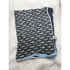 KicKee Pants Bamboo Viscose Fish Print Swaddle Blanket Blue Grey One Size