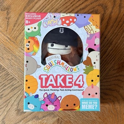 Squishmallows Take 4 Card Game with Benny Plush, Ages 8+, 2-6 Players
