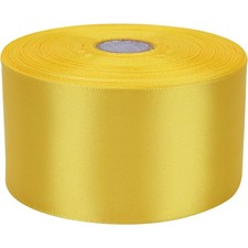 2 inch x 50 Yards Yellow Single Satin Ribbon Solid Fabric Ribbon for Gift Wra...